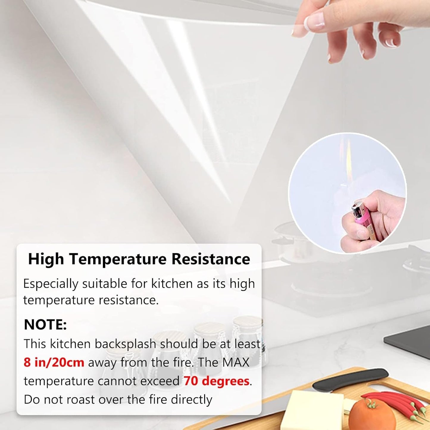 20572 Kitchen Backsplash Wall Protector, Transparent Self-Adhesive Sticker| Heat Resistant, Waterproof Cupboard Sticker for Home-Kitchen Furniture, Oil Proof Clear-Protective Sheet