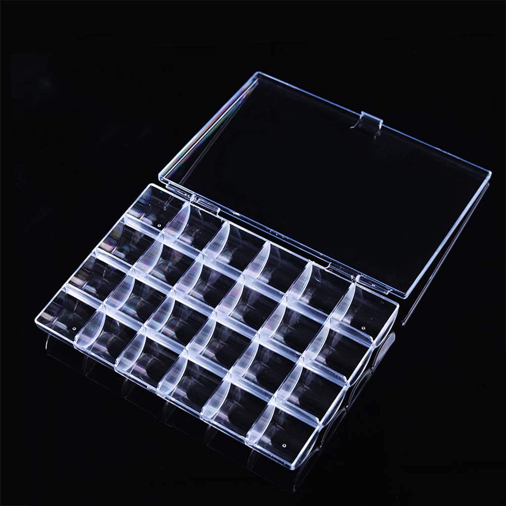 10267  24 Slots Empty Clear Nail Art Decoration Storage Box Nail Glitter Rhinestone Crystal Accessories Container Storage Box
