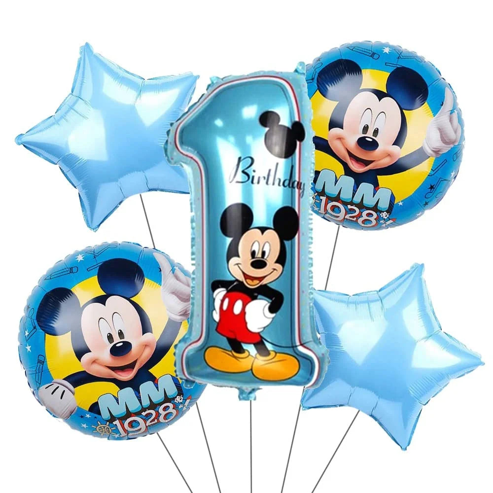 10161- 5pcs Mikki Mouse Foil Balloon First Birthday Party Foil Balloons