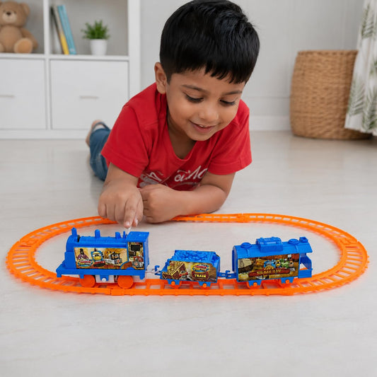 ZY-877-33 Battery Operated Train Set for Kids with Track | Electric Motorized Toy Train | Toy Train with Track Set for Boys Girls | Train Track Set for Kids Indoor Gift