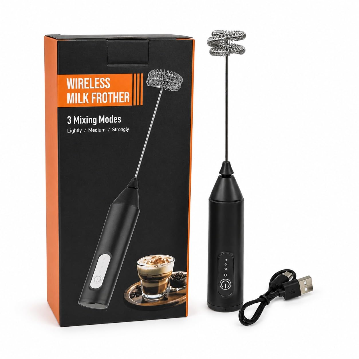YN-999 Rechargeable Milk Frother, 3-Speed Electric Coffee Beater & Hand Blender with Dual Spring Whisk | Type-C Fast Charging for Latte, Cappuccino & Matcha