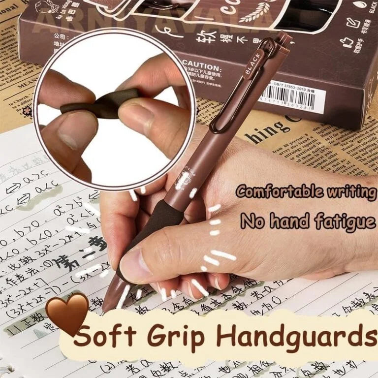 CK-PE-13 Coffee Gel Pens for Writing, 5 Pcs, Comfortable Grip, Smooth Writing, Kawaii Pens