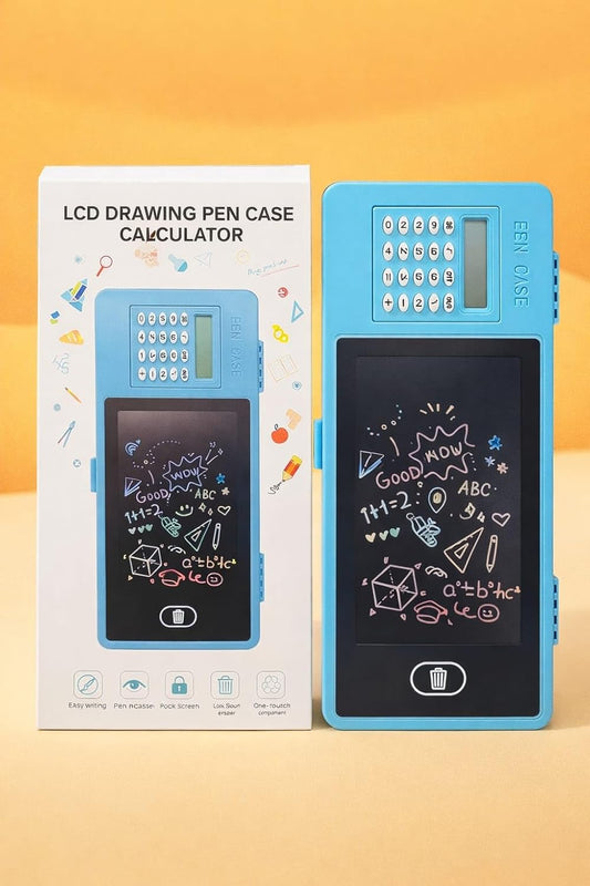 BB210 LCD Writing Tablet Pencil Box, Drawing Board Case with Erase Button, Magic Storage for Stationery, Random Colour (LCD Pencil Case with Calculator)
