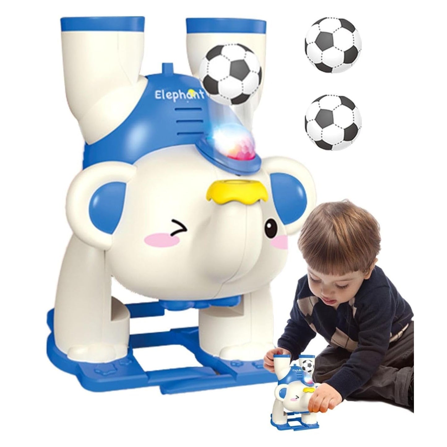 677B Musical Elephant Toy with Blowing Ball, Light & Sound, Battery Operated, Colorful Lights, Fun Sound Effects {Multicolor}