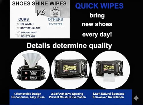 10039 Shoe Wipes Shine & Cleaning, 80 Wipes Portable Cleaning Wipes for Sneakers and Leather Shoes