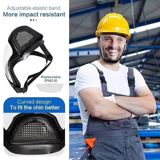 20301 Face Shield Helmet Visor Industrial Safety Coverage Full Face Protector Multipurpose Eye UV-Protective Clear Visibility for Unisex
