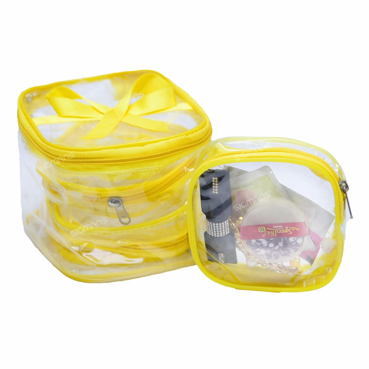 11040 {5 Pcs} Transparent Makeup Box Jewellery Organizer/Jewellery Storage Bag Pouch/Travel Kit Organizer/Jewellery Box {Random Color}