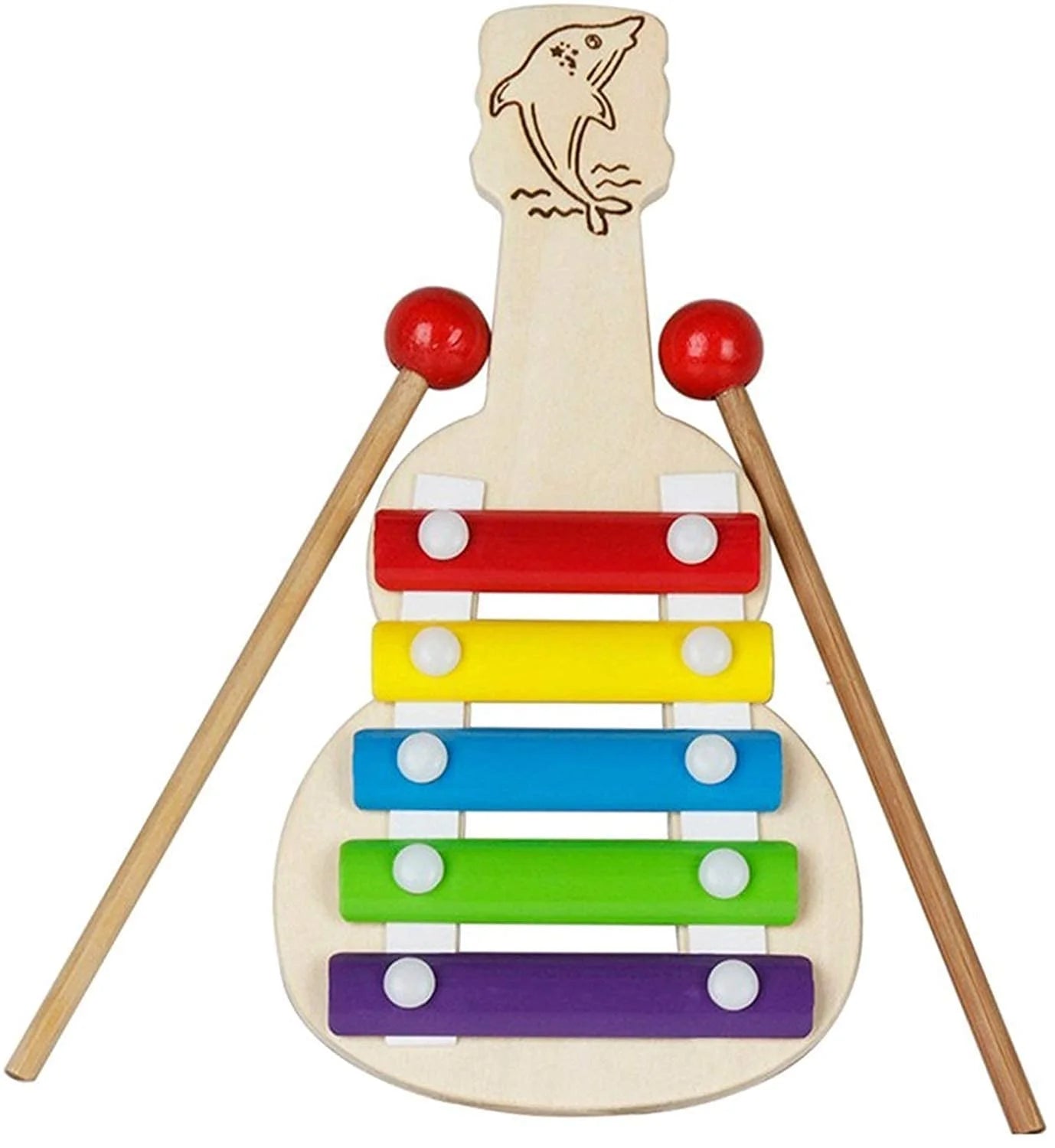 11236 Toys Xylophone Guitar Wooden (5 Nodes) | Kids First Musical Sound Instrument Toy |