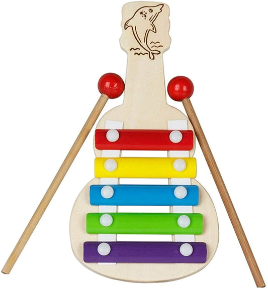 11236 Toys Xylophone Guitar Wooden (5 Nodes) | Kids First Musical Sound Instrument Toy |