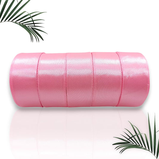 20497 Satin Baby Pink Ribbon 1 Inch 10mtr Each Satin Ribbon (Pack of 5)