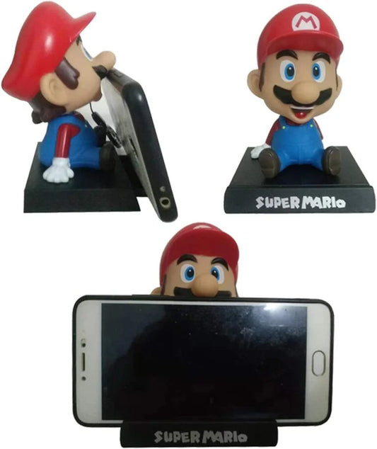 11317 Super Hero Action Figure Limited Edition Bobblehead with Mobile Holder for Car Dashboard, Office Desk & Study Table- (Super Mario)