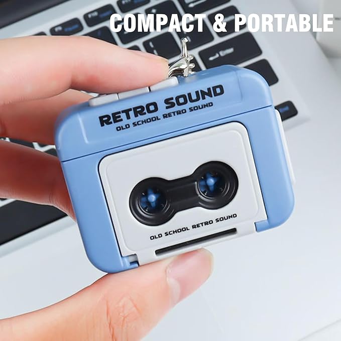 20026 Retro Tape Recorder 3D Keychain with Sound | Mini Vintage Cassette Player Key Chain