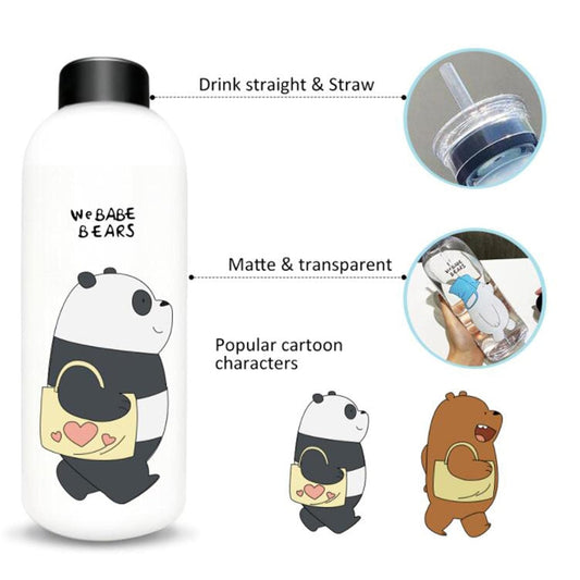 20578 Cute Bear Straw Portable Sports Water Bottle Girls Gift Beverage Drinking Frosted 2 | Kitchen, Dining & Bar {Random Design}