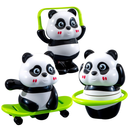 GB6675-1 ( 3 Pcs Set ) Cute Panda Action Toy Set for Kids – Fun Rotating & Moving Panda Toys, Interactive Play Figures, Safe Educational Toy Gift for Boys & Girls