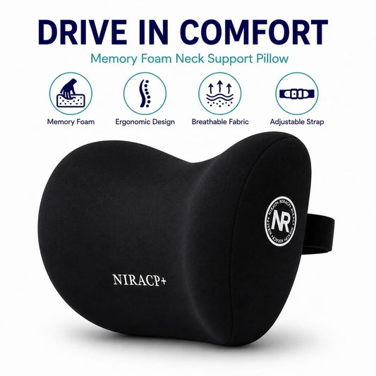 21200 Car Neck Pillow for Driving Ergonomic Headrest Cushion for Neck & Cervical Support, Breathable Washable Cover, Car Seat Headrest Pillow for Travel, Office & Long Drives
