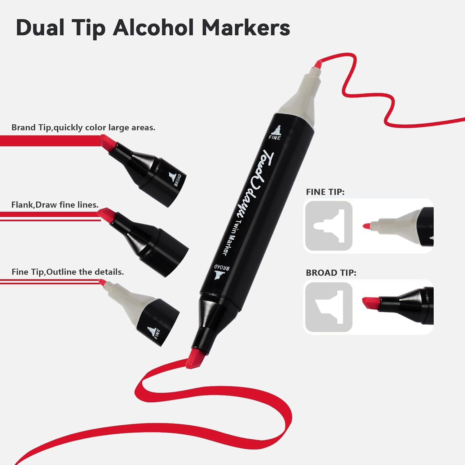 50924 Dual Tip Colorful Art Markers Sketch Pens 24 Colors With Carrying Case For Painting Sketching Calligraphy Drawing