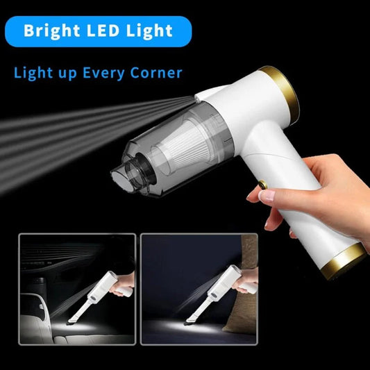 10392 Handheld Vacuum Cordless, 9000Pa Strong Suction, 90°Foldable Mini Portable Vacuum Cleaner, Rechargeable and Lightweight Hand Vacuum with LED Light for Car/Home/Pet Cleaning(White)