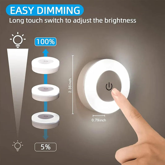 21190 Touch Control Wireless LED Night Light, USB Rechargeable Magnetic Stick-On Light with Adjustable Brightness for Closet, Wardrobe, Bedroom, Hallway & Stairs