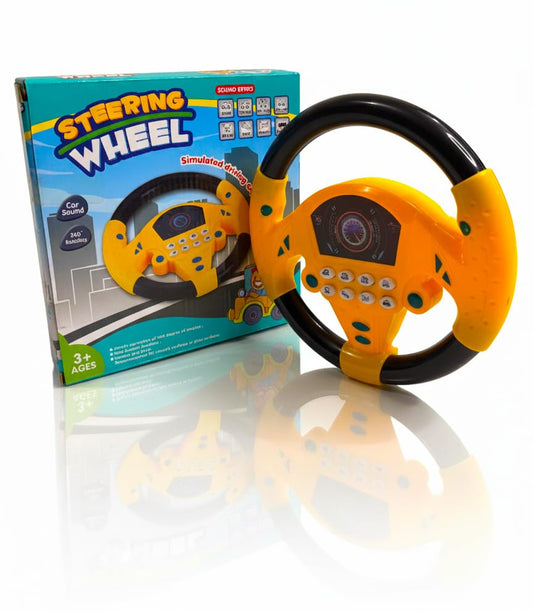 KX1703  Kids Interactive Racing Steering Wheel Toy with Sound & Light – Educational Driving Simulator for Children {Random Color}