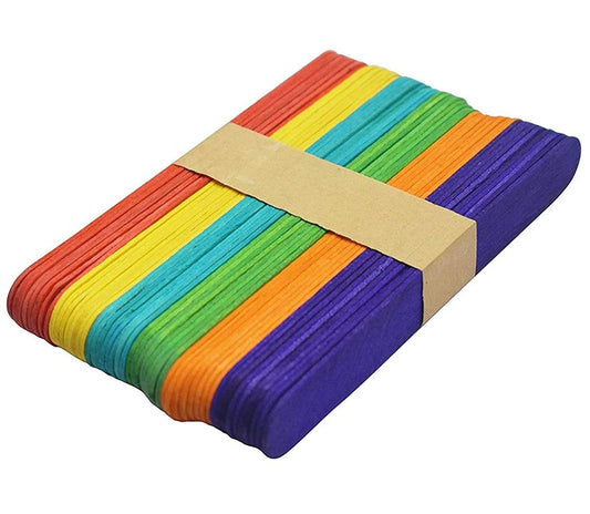 20940  Umi Multicolor Wooden Sticks for DIY Crafts, Hobby Crafts, Project Work, Scrapbooking 50 Pieces, 14cm x 2cm