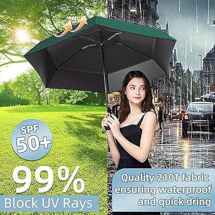 20760 Travel Mini Folding Compact Umbrella with Case, Manual Open 6 Ribs Lightweight Portable, Small Sun & Rain Pocket Umbrella for Girls and Women {Random Color}