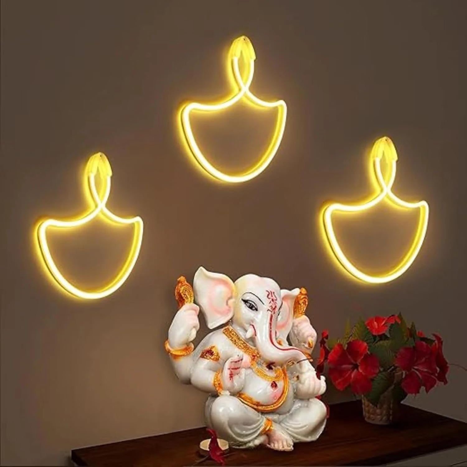 21208 Diwali Diya Neon Sign Strip Lights, LED Strip Rope Lights for Home Party Supplies Decor Accessory | Signs for Diwali Room Indoor Outdoor Decoration Light, Electric AC Plug