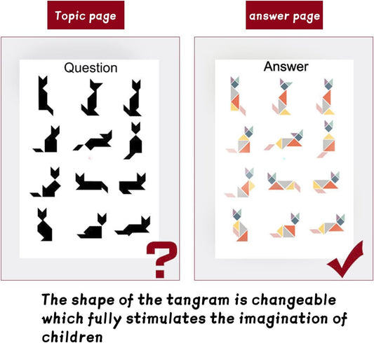 20329 Wooden Tangram Puzzle, Magnetic Tangram Puzzle for 3+ Years Old Boys and Girls {Pink / Bleu}