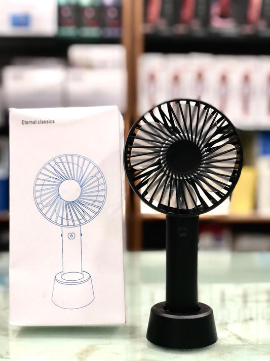 20328 Mini Portable USB Hand Fan | Rechargeable Battery Operated | Summer Cooling Mini Fan with Standing Holder Handy Base For Home Office Indoor Outdoor Travel.