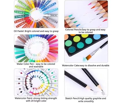 188307   145-Piece Kids Art Set with Space Party Case, Complete Drawing and Painting Kit with Markers, Crayons, Watercolours, Art Supplies for Children