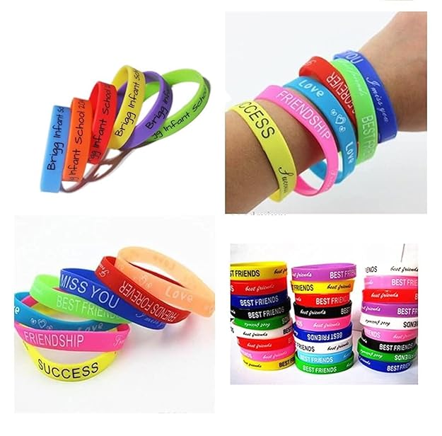 20804 {Pack of 90} Printed Multicolor Rubber Friendship Band for Girls and Boys Friendship Belt for Friends Friendship Bracelets Free Size