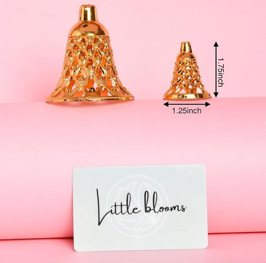 21072 Little Blooms 100-pcs Golden Plastic Hanging Bells for Home Decoration - Small Bells for Decoration Hanging - DIY Craft Decoration Bell Set 1.75 Inch