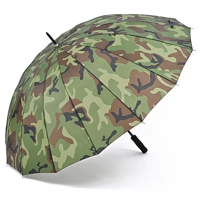 20755 Waterproof Military Print Umbrella With Long Handle | Windproof Sun & Rain Protection Umbrella for Men and Women