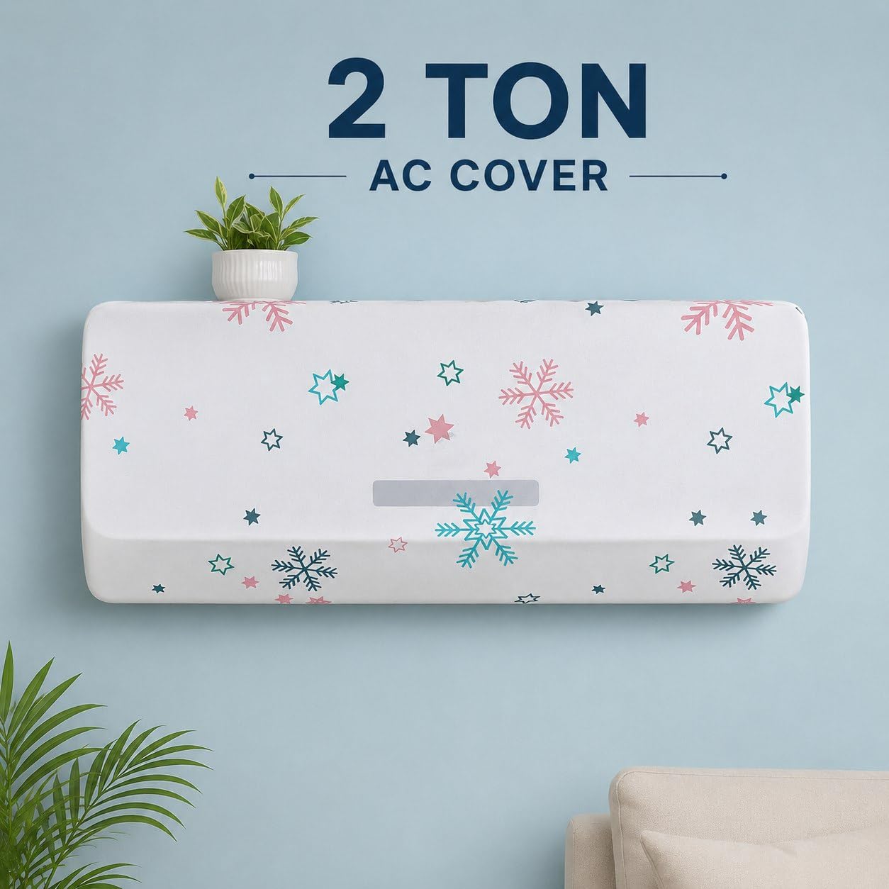 21139 Waterproof Air Conditioner Dust Cover for AC  - Dustproof, Stretchable, Multicolor {Size-110*33*31cm}