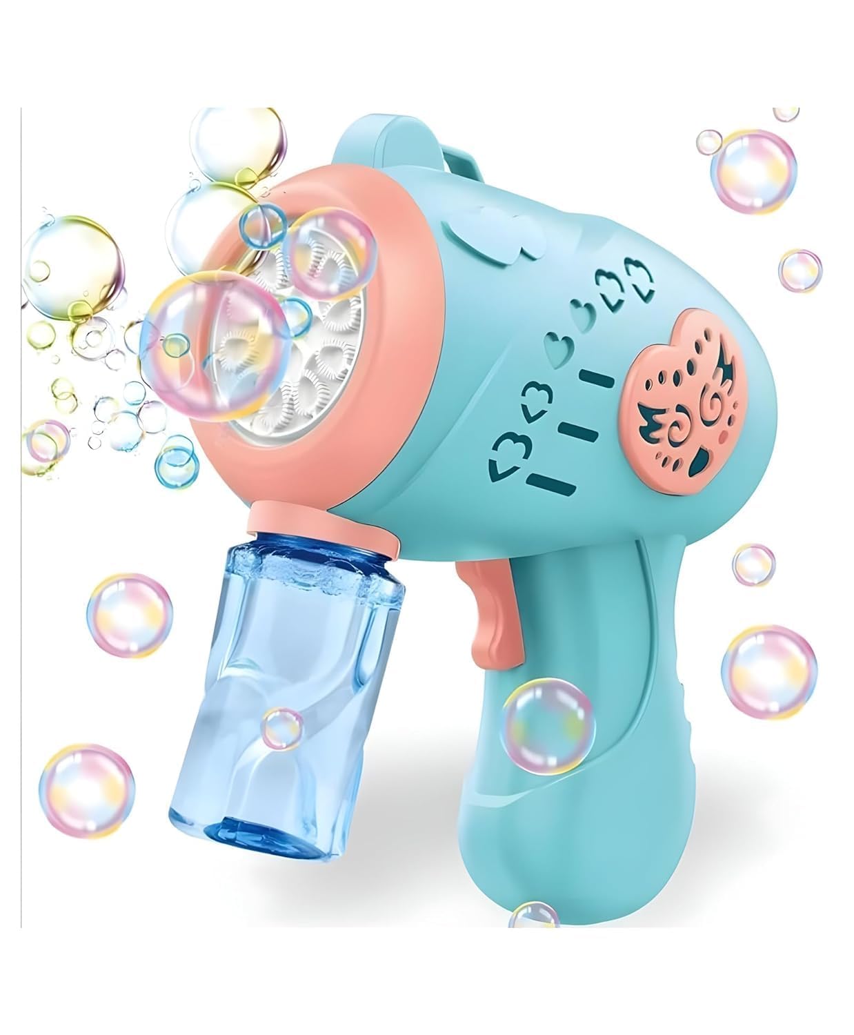 20566 Automatic Bubble Gun Machine Orange Bubble Shooter with Solution Safe, Leakproof, Battery-Powered (Battery Operated) | Outdoor and Indoor Party Toy | Ideal Gift for Boys and Girls