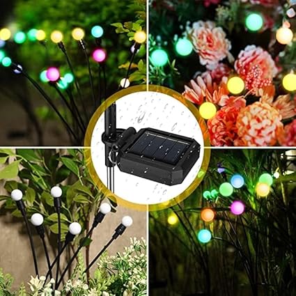 10872 Firefly Outdoor Solar Lights - 6 LED Flash Mode Waterproof Garden Lights, Magical Fairy Light Fireflies for Yard Decoration