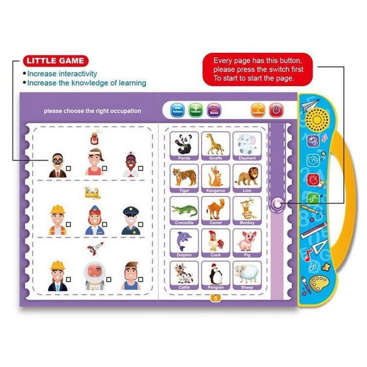 3101  Intelligence Book English Letters & Words Learning Sound Book, Fun Educational Toys, Activities with Numbers, Shapes, Animals Phonetic Learning Book