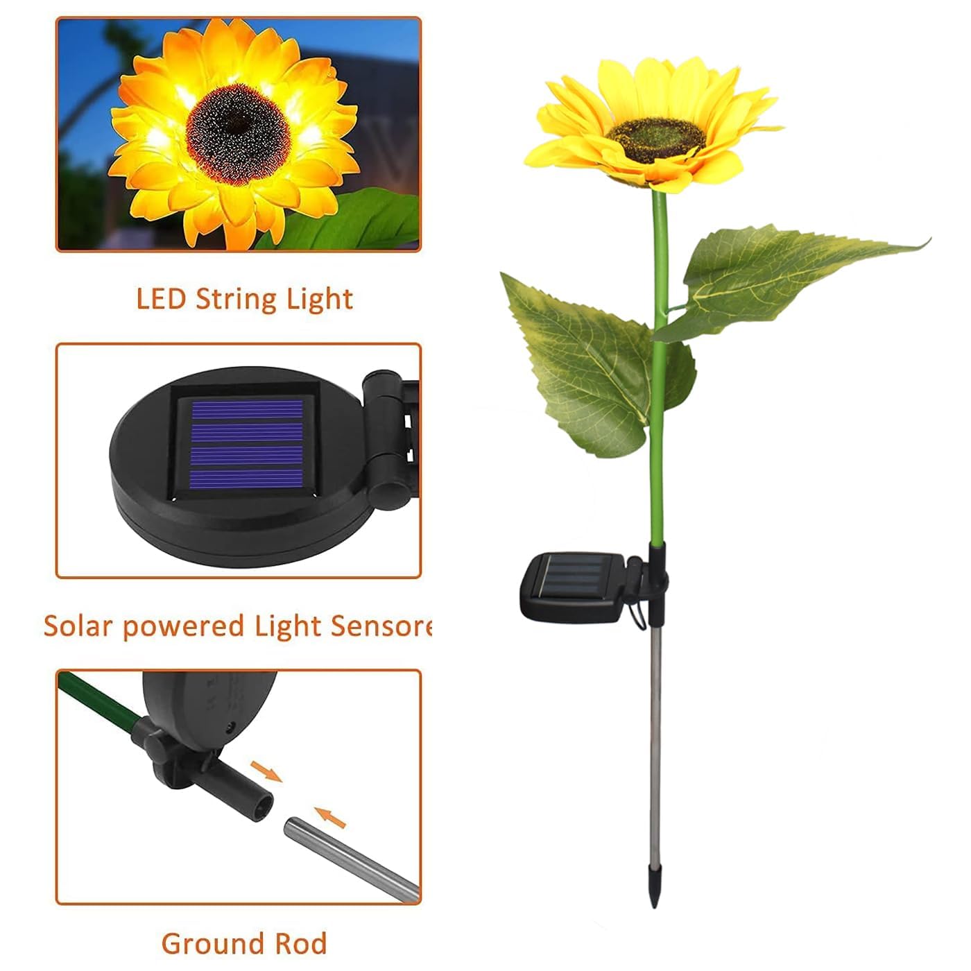 20308 Led Solar Sunflower/Light Flower for Garden/Garden Solar Flower for Outdoor Pack of 1