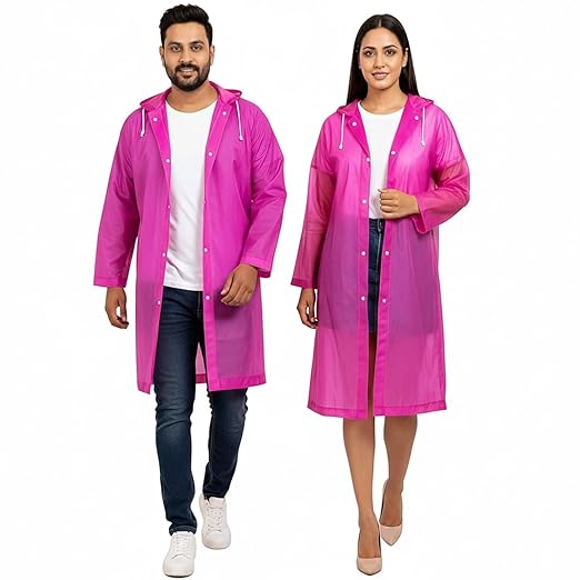 20872 Raincoat for Men Women  Waterproof EVA Rain Coat with Hood | Lightweight Reusable Foldable | Bike Scooty Riding Travel Monsoon | Full Length Poncho Rainwear {Random Color}