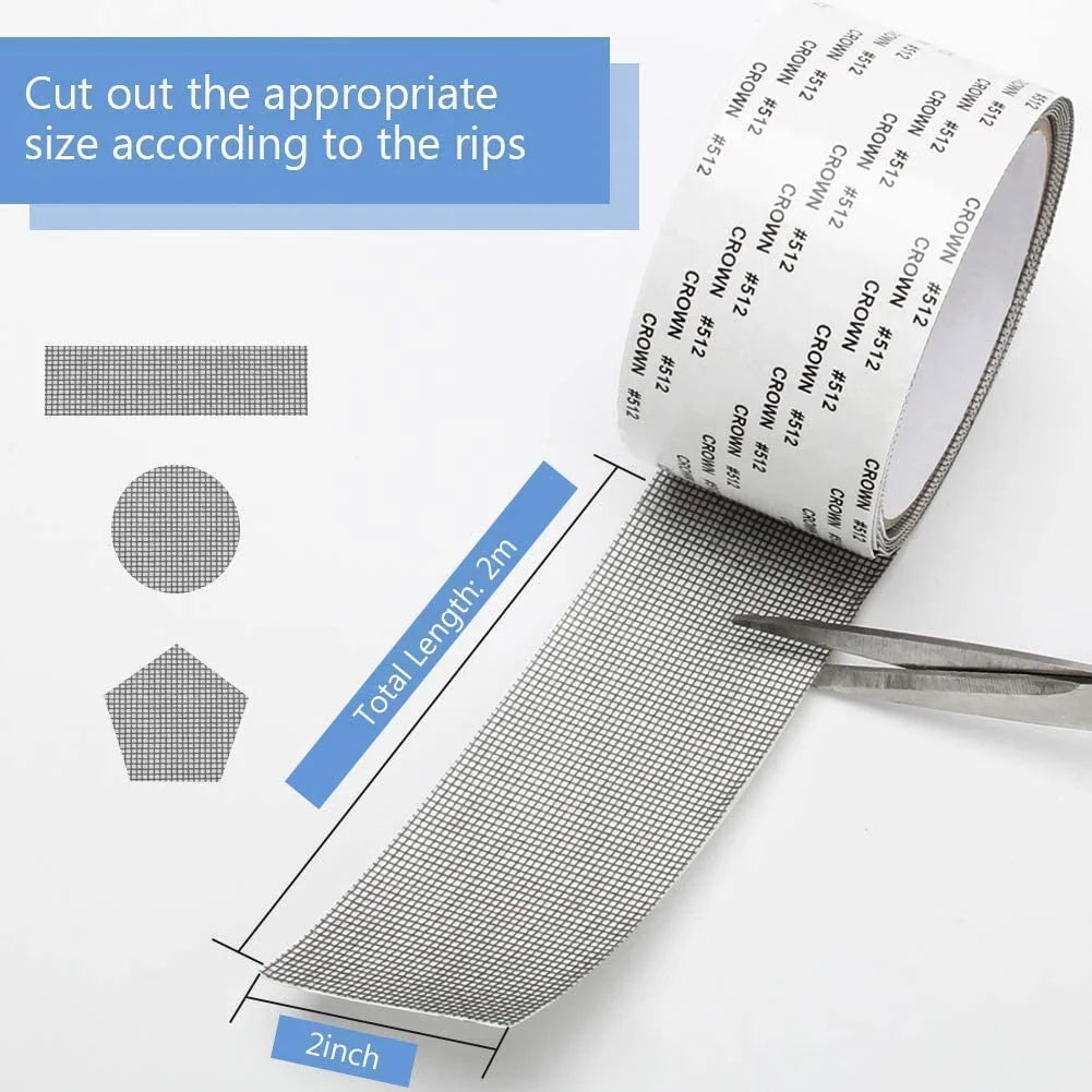 201600 Mosquito Net Patch Repair Tape Self-Adhesive Color Black, Size -2 Meter X 50 MM (Pack of 1), Door Net