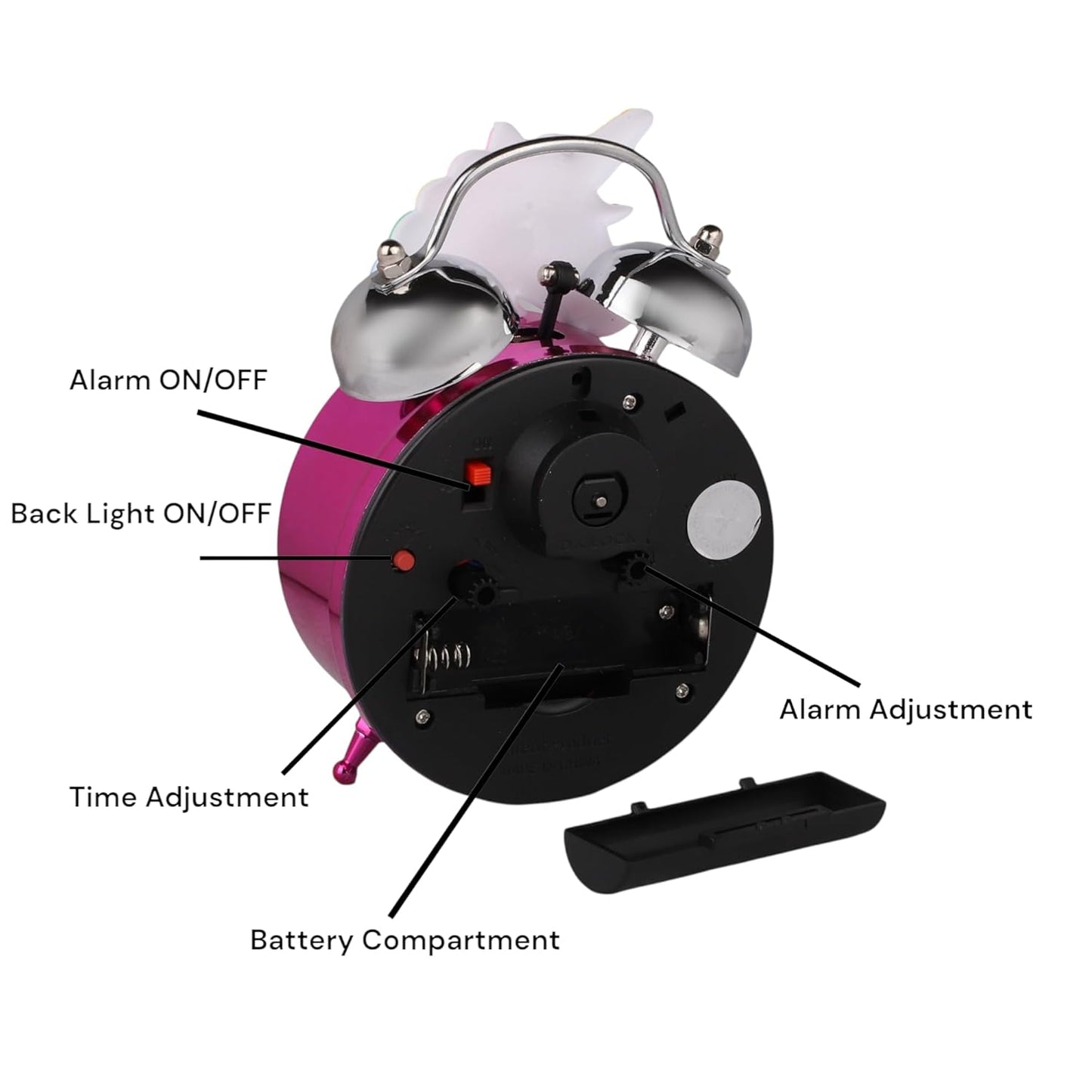 2371 Twin Bell Analog Table Alarm Clock with Backlight for Heavy Sleepers Alarm Clock for Students Funny Cute Cartoon  Shape Alarm Clock for Girls Kids Boys