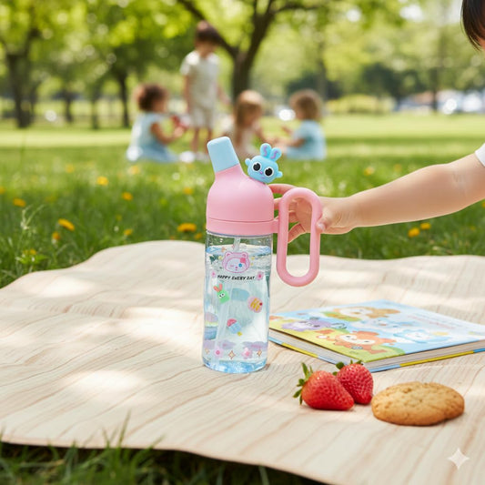 MT110 Cute Bunny Kids Water Bottle | BPA-Free Straw Sipper | Leak-Proof Cartoon Water Bottle for School, Travel & Outdoor Use