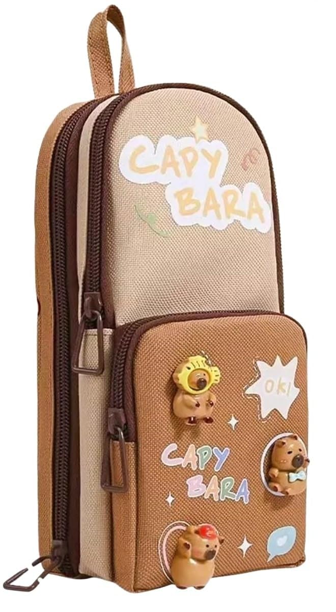 20840 Pencil Case with 3 Compartment Cute Pen Pencil Pouch Canvas Zipper Pencil Box Large Capacity Multifunctional Stationary Pouch Organizer for Girls Kids