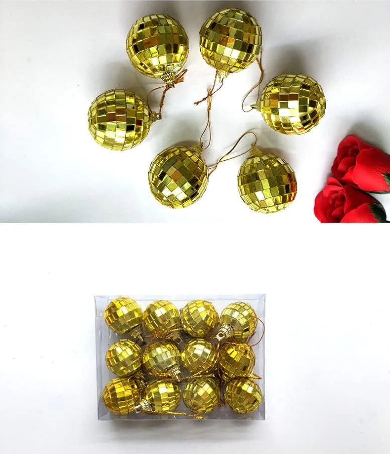 7097 Mirror Disco Hanging Ball Decoration 12 balls