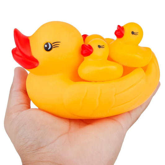 20687  4 Toyz Chu Chu Duck Bath Toy Set Duck Toy for Kids Floating Rubber Duck Family Safe & Fun Water Play Baby Toys for Kids Babies & Toddlers (Pack of 4)