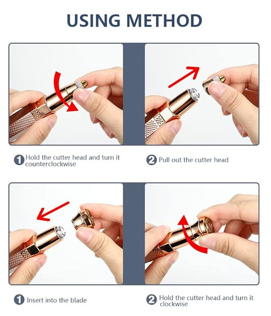 HX-207 Eyebrow Trimmer for Women, 2 in 1 Rechargeable Facial Hair Remover with Replaceable Heads, Professional Painless Personal Hair Removal Eyebrow Razor with Indicator Lights