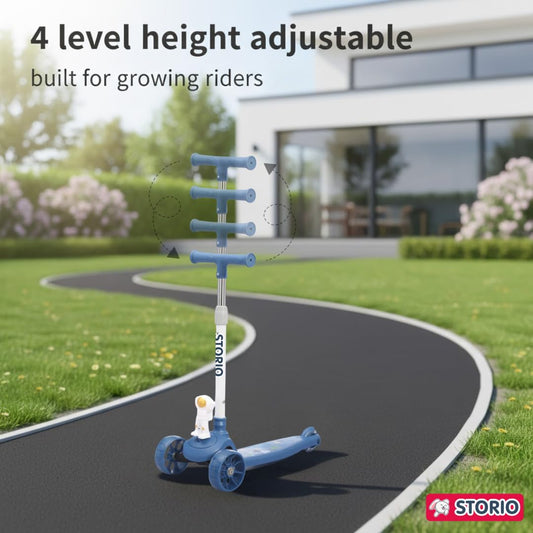 9873 Foldable Kick Scooter for Kids with LED Wheels | 3-Wheel Skating Cycle with Adjustable Handle | Scooter Ride-On Toy for Boys & Girls {Multicolor}