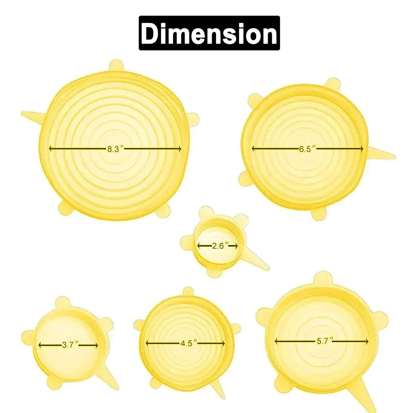 7043 Silicone Stretch Lids, Multi Size Reusable Silicone Lids Food and Bowl Covers set of 6 pcs