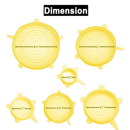 7043 Silicone Stretch Lids, Multi Size Reusable Silicone Lids Food and Bowl Covers set of 6 pcs