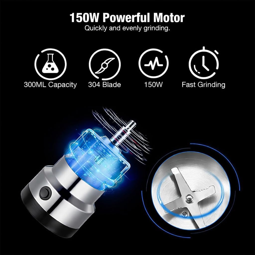 8300 Nima Stainless Steel Multifunctional Electric Grinder & Coffee Maker, Mini Spice and Masala Grinder for Coffee Beans, Nuts and Grains