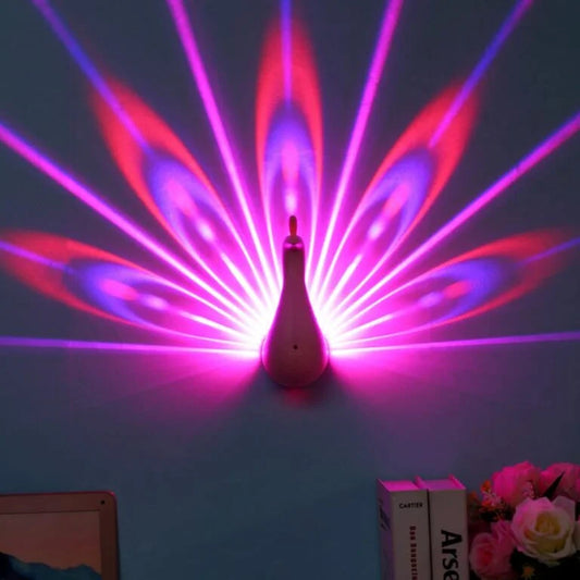 10758 Peacock Light for Wall Living Room Peacock Wall Light Projector for Kids Color Changing Led Night Light Lamp